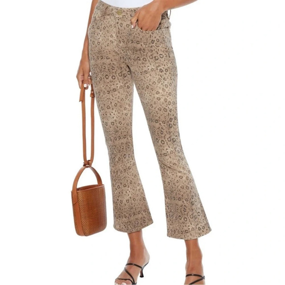 FRAME Le Crop Snake-print Mini Boot Cut Jeans Size 28 - Picture 1 of 9